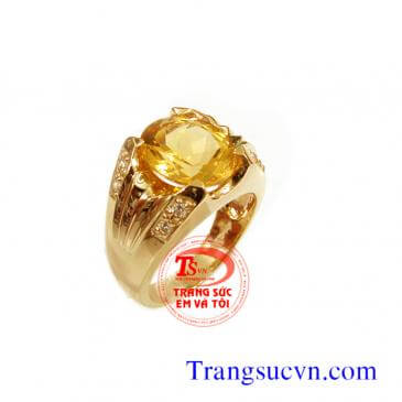 Nhẫn nam vàng 14k gắn Citrine