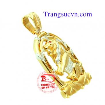 Mặt dây chuyền vàng tây 14K sư tử