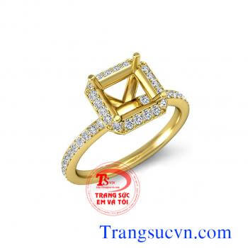 Ổ nhẫn vàng gằn kim cương thiên nhiên 