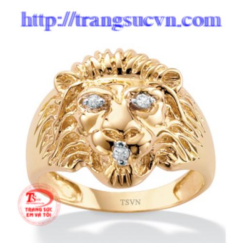 Nhẫn nam sư tử vàng 14k kiểu dáng mới lạ, thời trang, Nhẫn nam sư tử chế tác theo công nghệ cao cấp, phù hợp phong cách phái mạnh.