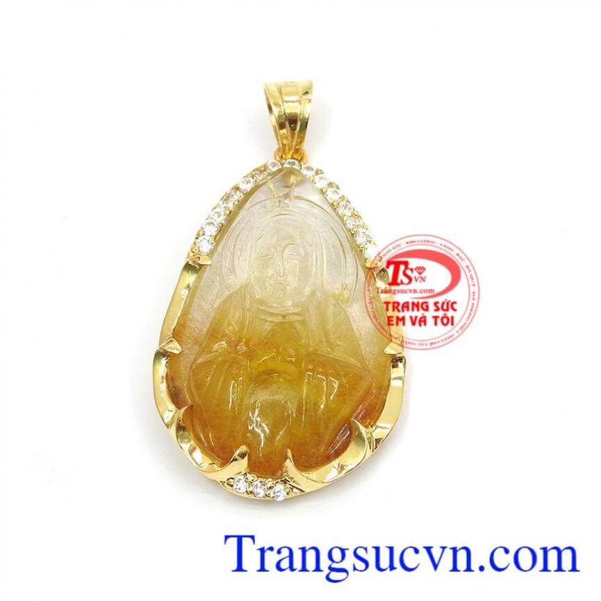 Mặt dây Đức mẹ cầu nguyện thạch anh