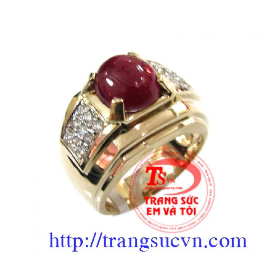 Nhẫn nam ruby vàng 14K