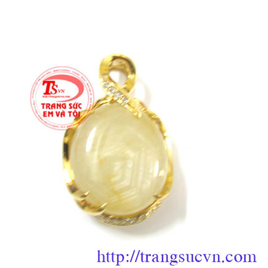 Mặt đá sapphire trắng, hình bát giác bọc vàng ta