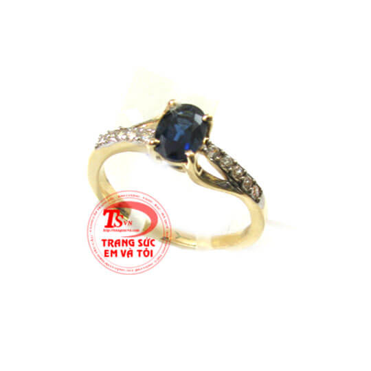 Nhẫn nữ vàng gắn đá quý Sapphire thiên nhiên dành cho phái đẹp, đeo hợp thời trang và quý phái