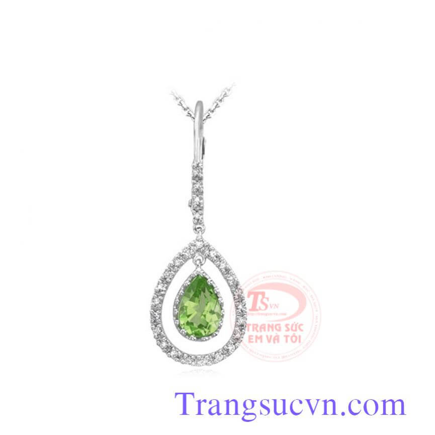 Mặt đá peridot vàng trắng đẹp