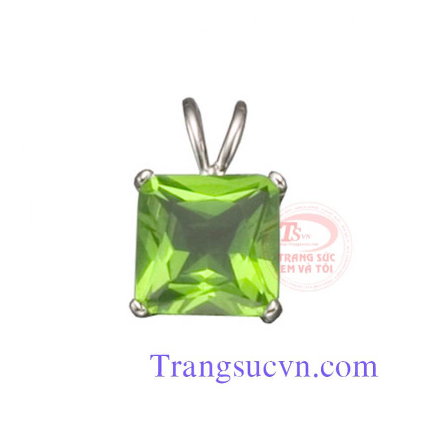 Đá peridot vuông mặt vàng trắng