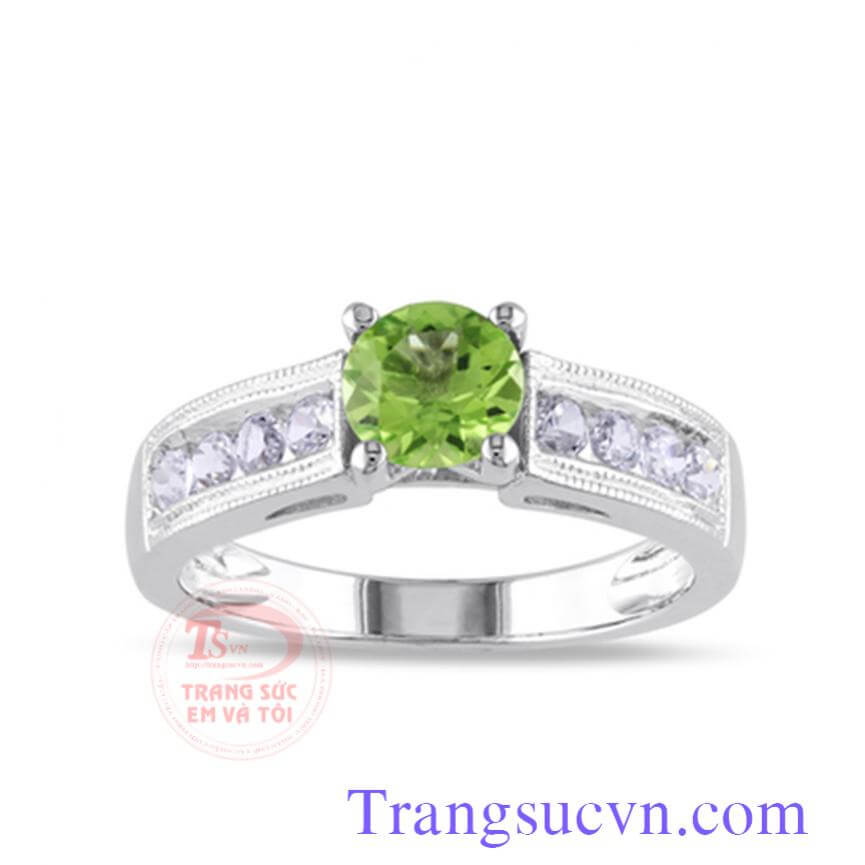 Nhẫn nữ tạo sáp 3D đá peridot