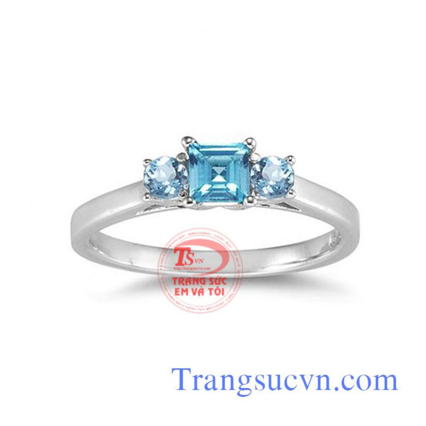 Nhẫn topaz vàng trắng