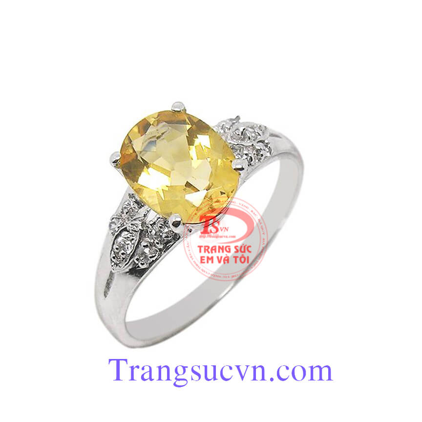 Nhẫn nữ citrine vàng có giấy kiểm định đá quý và giấy kiểm định vàng kèm theo sản phẩm