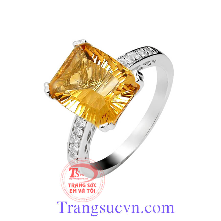 Nhẫn nữ citrine vàng có giấy kiểm định đá quý và giấy kiểm định vàng kèm theo sản phẩm