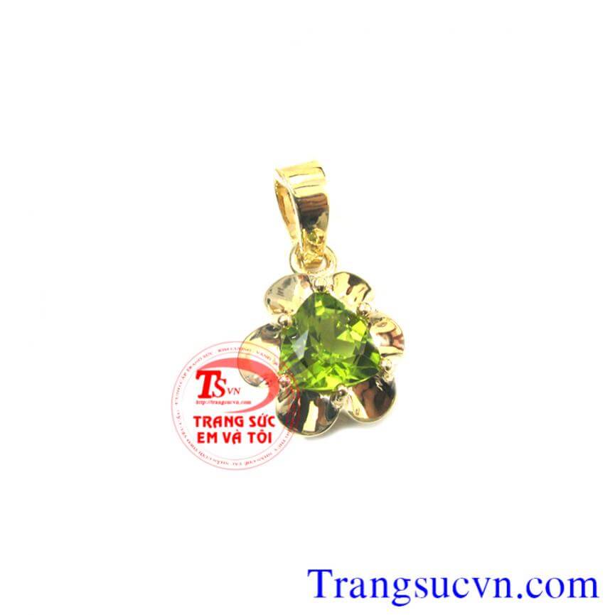Mặt dây đá peridot vàng tây 10k