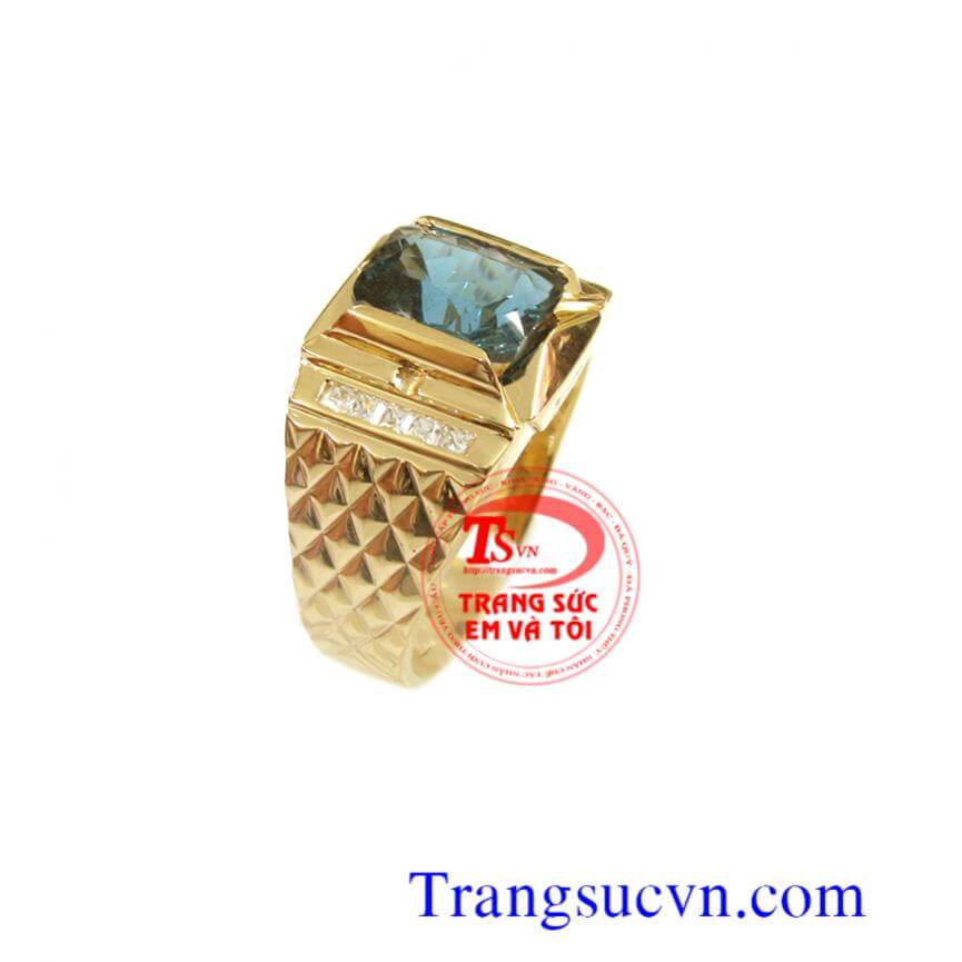 Nhẫn topaz nam vàng tây 18K