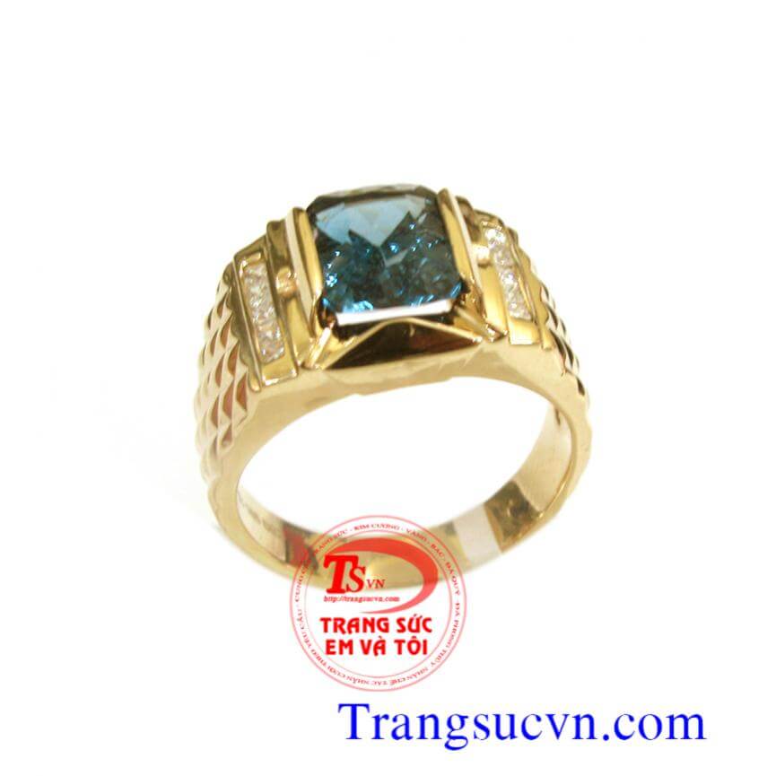 Nhẫn topaz nam vàng tây