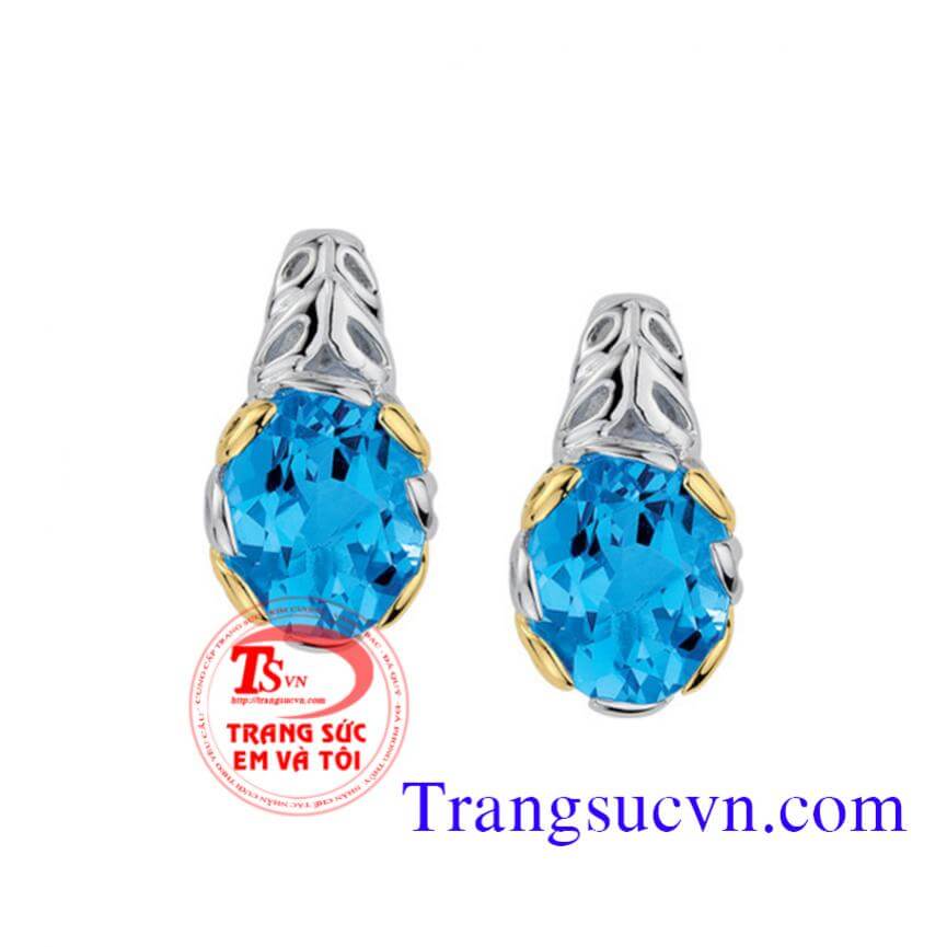 Hoa tai vàng trắng topaz đẹp
