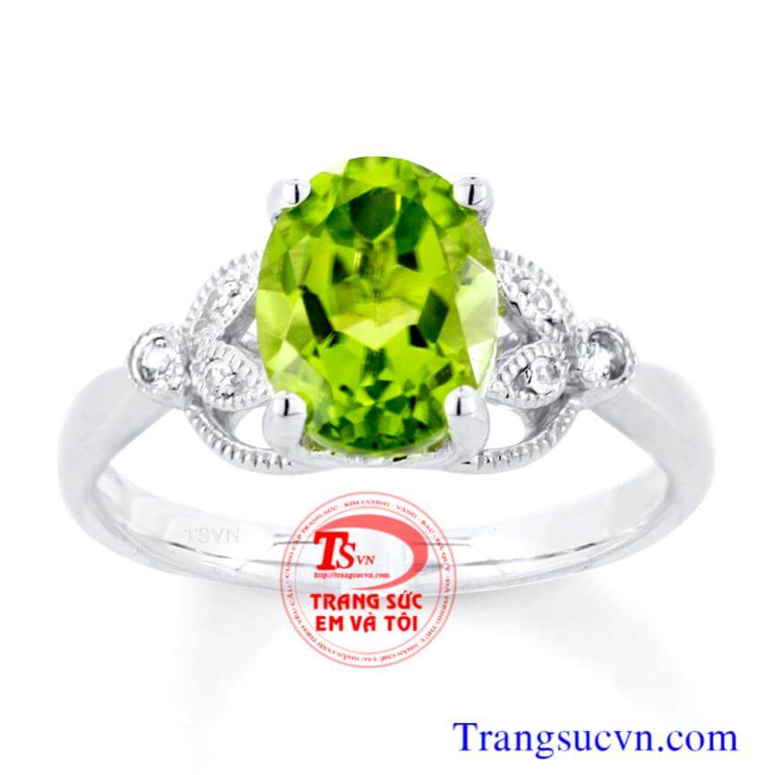 Peridot vàng trắng 10k