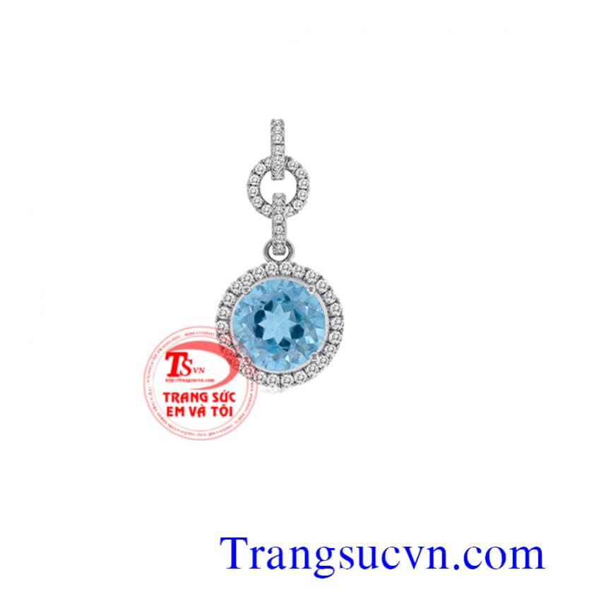 Mặt dây chuyền dá topaz tròn