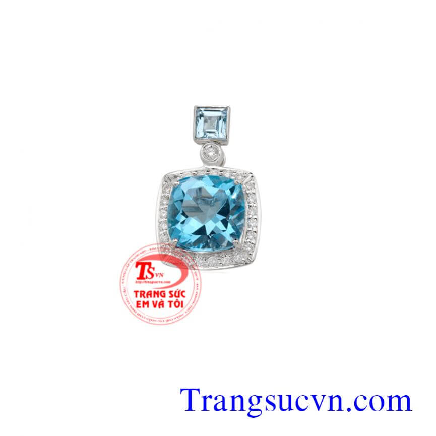 Mặt đá Topaz vuông vàng trắng