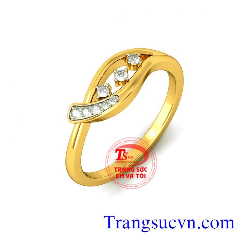 Nhẫn nữ vàng tây gắn kim cương