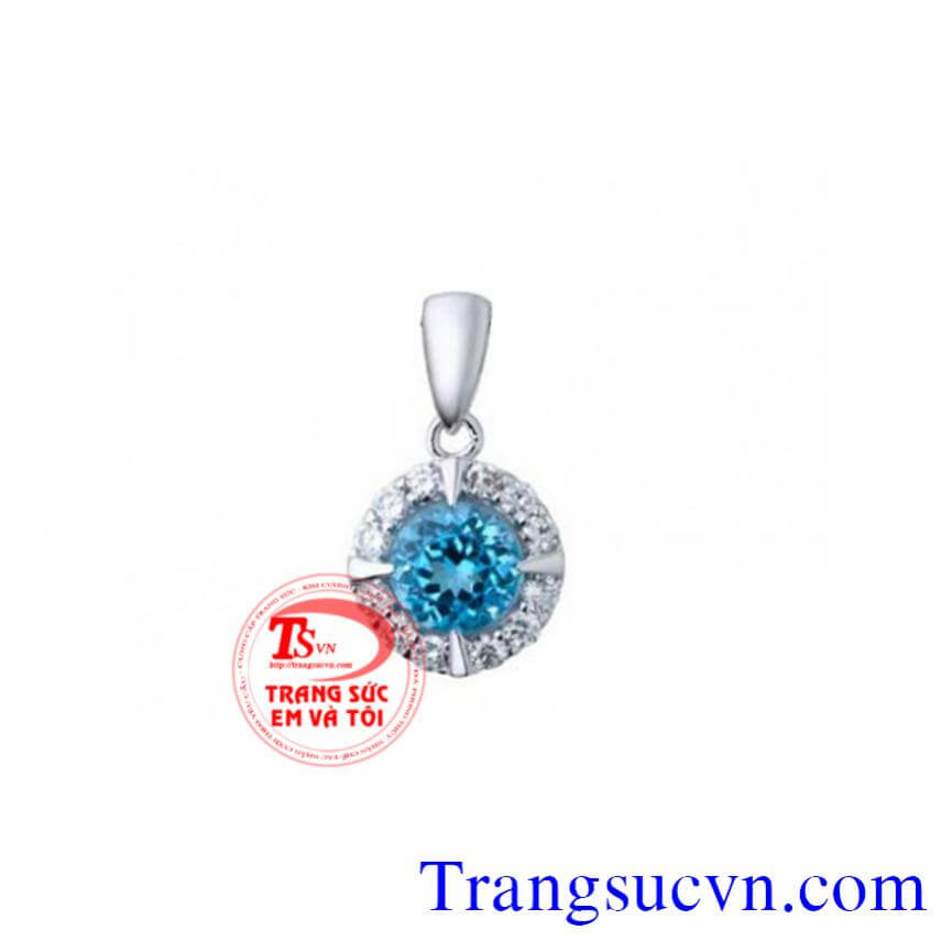 Mặt topaz đá tròn vàng tây 14k