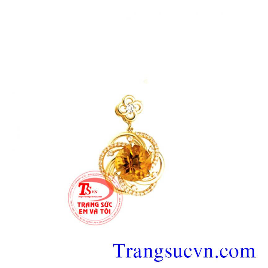 Mặt dây chuyền đá Citrine vàng 14k