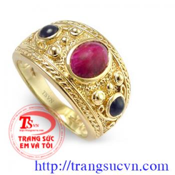 Nhẫn nam Ruby hồng ngọc, nhẫn nam đính đá Ruby đẹp, nhẫn nam 14k đẹp