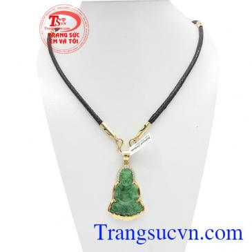 Bộ Dây Phật A Di Đà Bình An kết hợp giữa dây vải bọc vàng 18k và mặt dây Cẩm Thạch thiên nhiên bọc vàng 18 bền đẹp, chất lượng