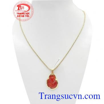 Bộ Dây Chuyền Ngọc Bình An kết hợp giữa dây chuyền Ý 10k và mặt dây Hồ Ly ngọc Cẩm Thạch bền đẹp, chất lượng,Bộ Dây Chuyền Ngọc Bình An