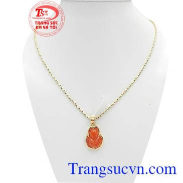 Bộ Dây Chuyền Tài Lộc Hanh Thông kết hợp giữa dây chuyền nhập khẩu Ý và Mặt dây Hồ Ly Cẩm Thạch bọc vàng 10k,Bộ Dây Chuyền Tài Lộc Hanh Thông