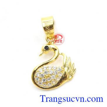 Mặt dây thiên nga vàng 10k gắn đá CZ rất lấp lánh, thu hút người đối diện khi nhìn về bạn,Mặt dây thiên nga vàng 10k
