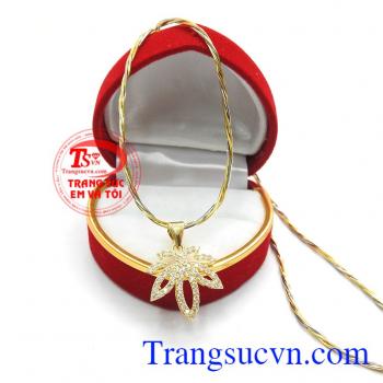 Bộ dây chuyền lá phong vàng 10k