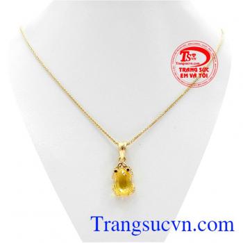 Bộ dây chuyền kim tiền được chế tác từ vàng 10k và đá nhân tạo màu vàng,Bộ dây chuyền kim tiền