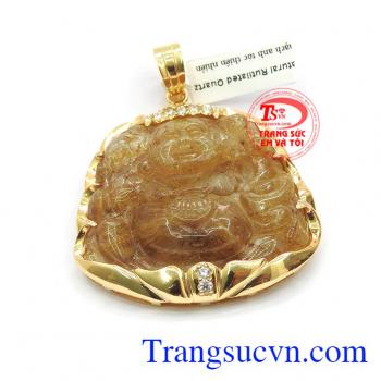 Mặt phật di lặc thạch anh tóc