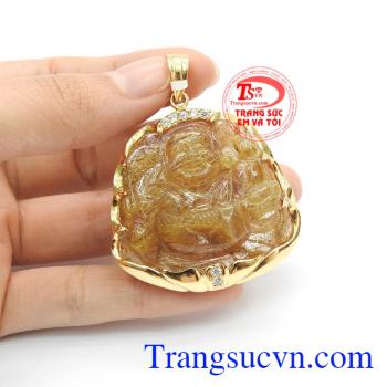 Mặt phật di lặc thạch anh tóc