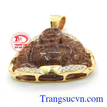 Mặt phật di lặc thạch anh tóc may mắn