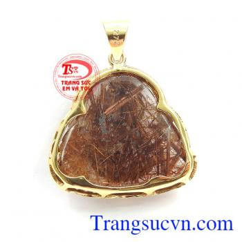 Mặt phật di lặc thạch anh tóc may mắn