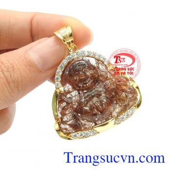 Mặt phật di lặc thạch anh tóc may mắn