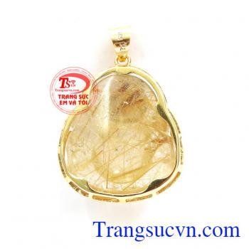 Mặt phật di lặc thạch anh tóc vàng