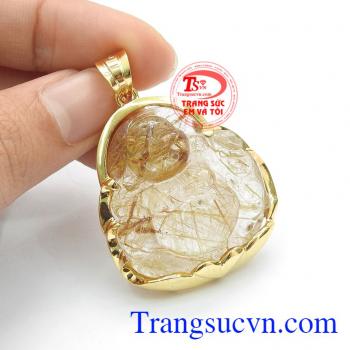 Mặt phật di lặc thạch anh tóc vàng