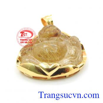 Mặt phật di lặc thạch anh tóc vàng