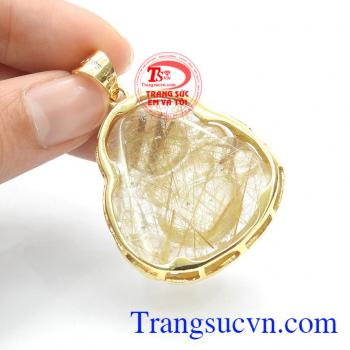 Mặt phật di lặc thạch anh tóc vàng