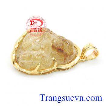 Mặt phật di lặc thạch anh tóc vàng