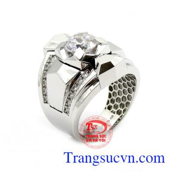 Nhẫn nam vàng trắng 18k cao cấp