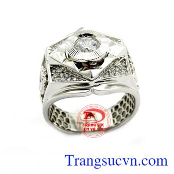 Nhẫn nam uy phong vàng trắng 18k