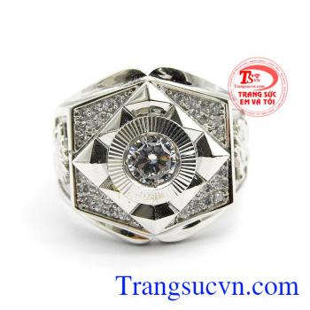 Nhẫn nam uy phong vàng trắng 18k