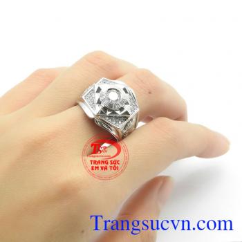 Nhẫn nam uy phong vàng trắng 18k