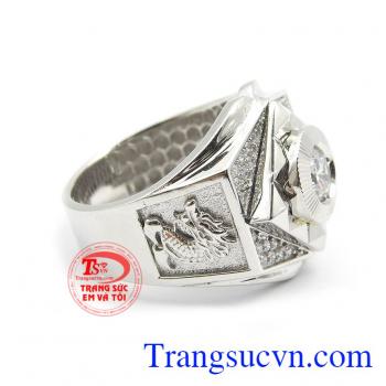 Nhẫn nam uy phong vàng trắng 18k