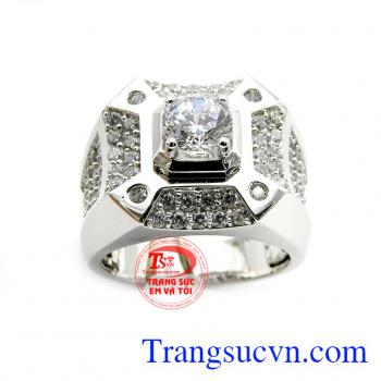 Nhẫn nam tài trí vàng trắng 18k