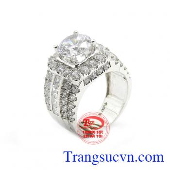 Nhẫn nam sang trọng vàng trắng 18k