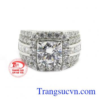 Nhẫn nam sang trọng vàng trắng 18k