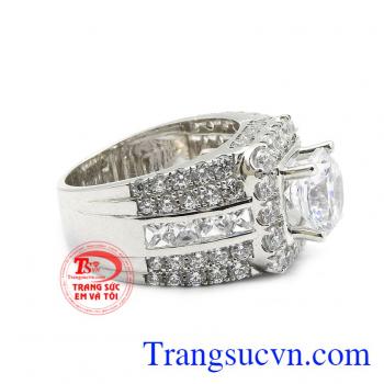 Nhẫn nam sang trọng vàng trắng 18k